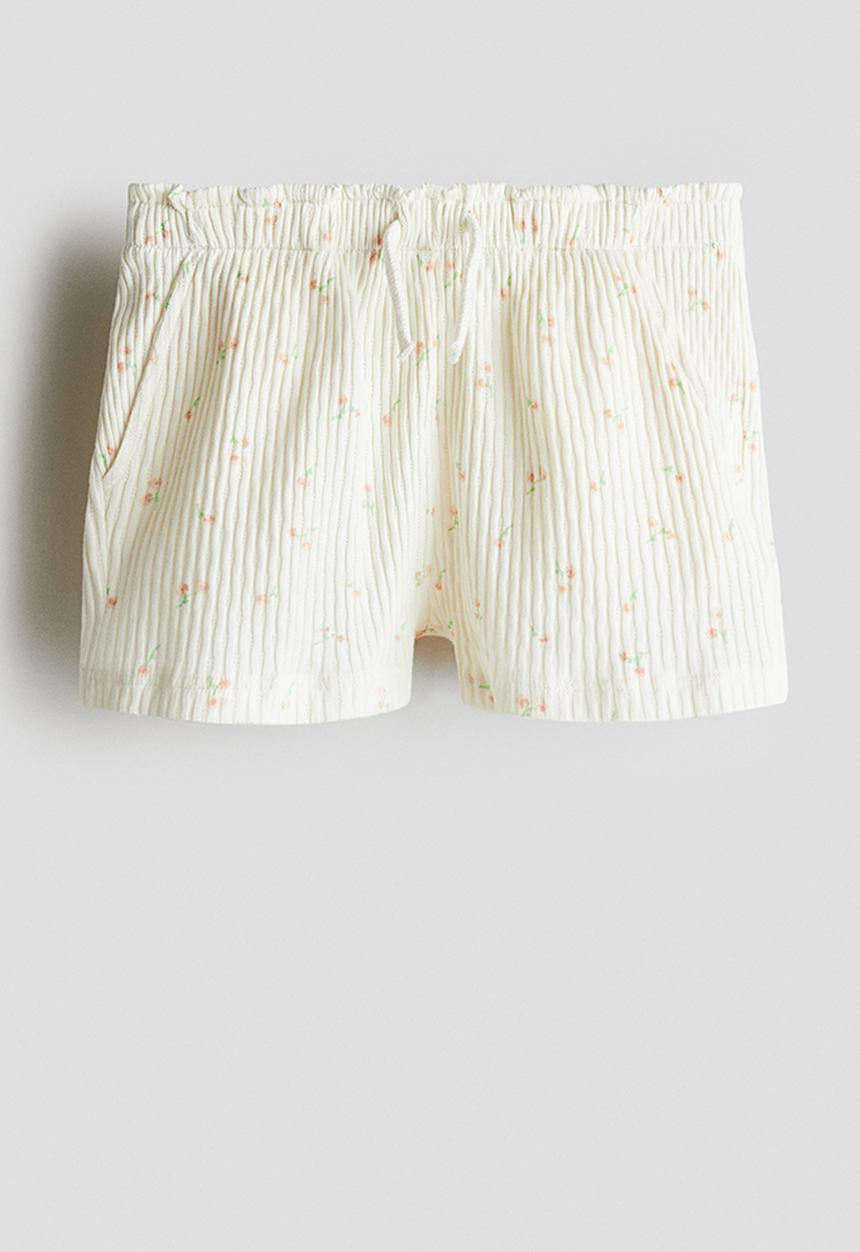 H&M - Pointelle jersey shorts - cream/floral