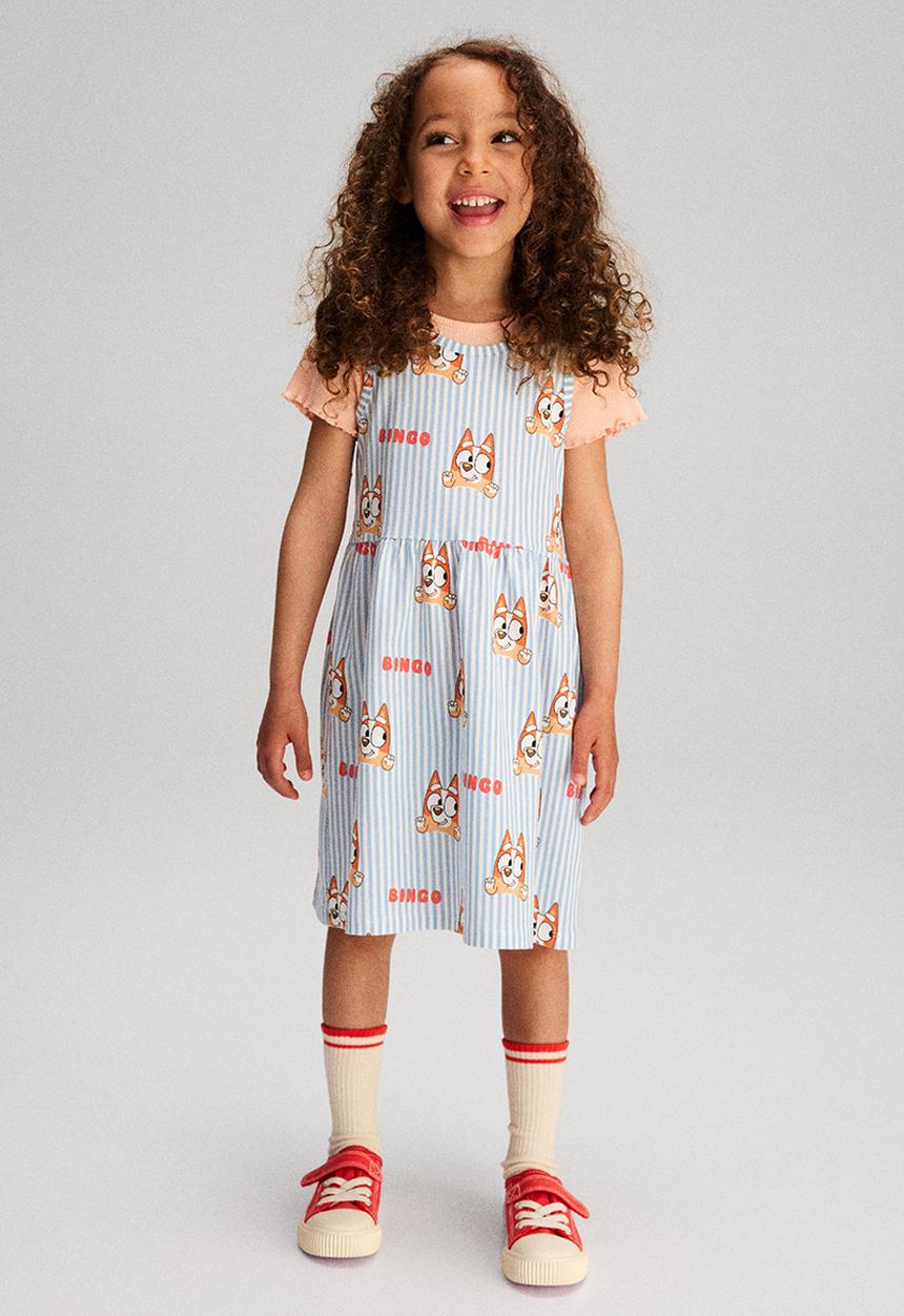 H&M - Printed cotton dress - light blue/bluey