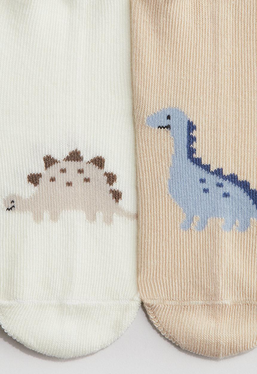 H&M - 4-Pack socks - light dusty blue/dinosaurs 