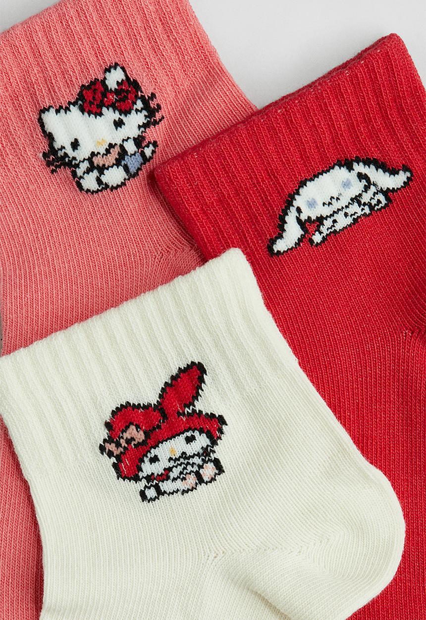 H&M - 5-pack ankle socks - coral pink/hello kitty