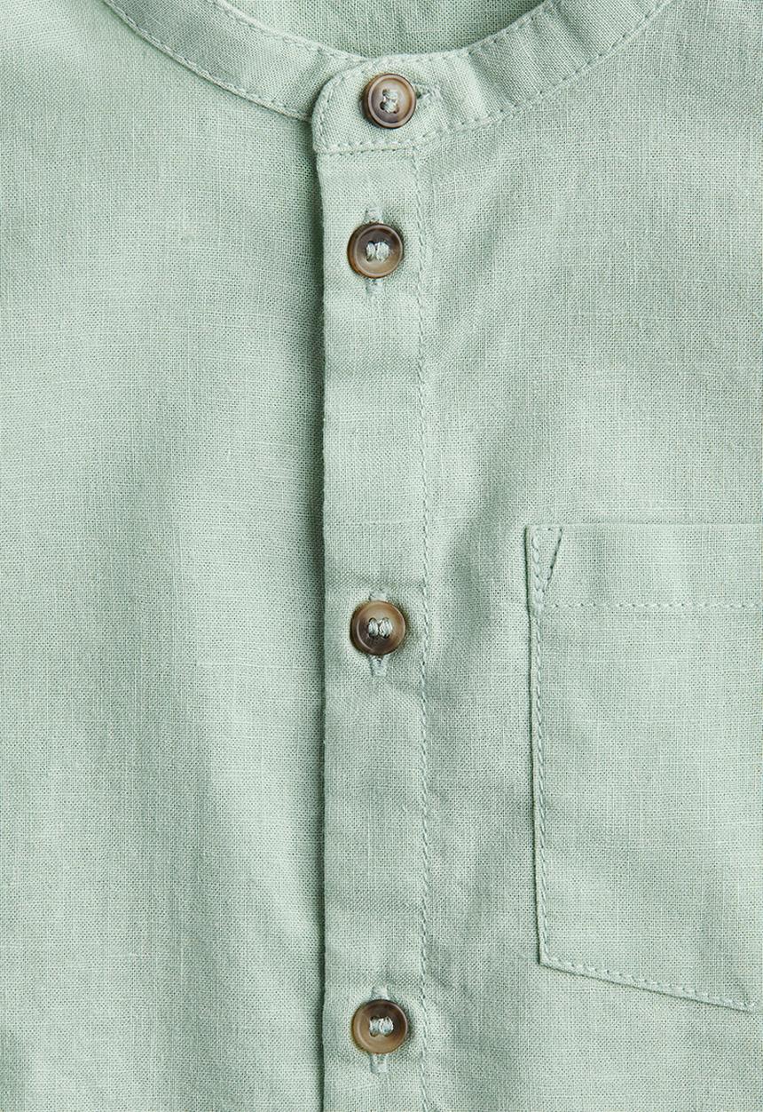 H&M - Linen-blend grandad shirt - green
