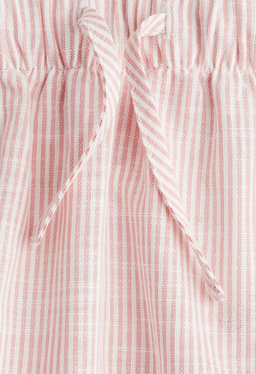H&M - Tiered cotton skirt - light pink/white striped