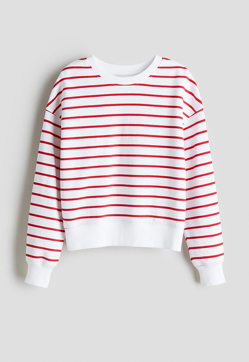H&M - Crew-neck sweatshirt - white/red striped 