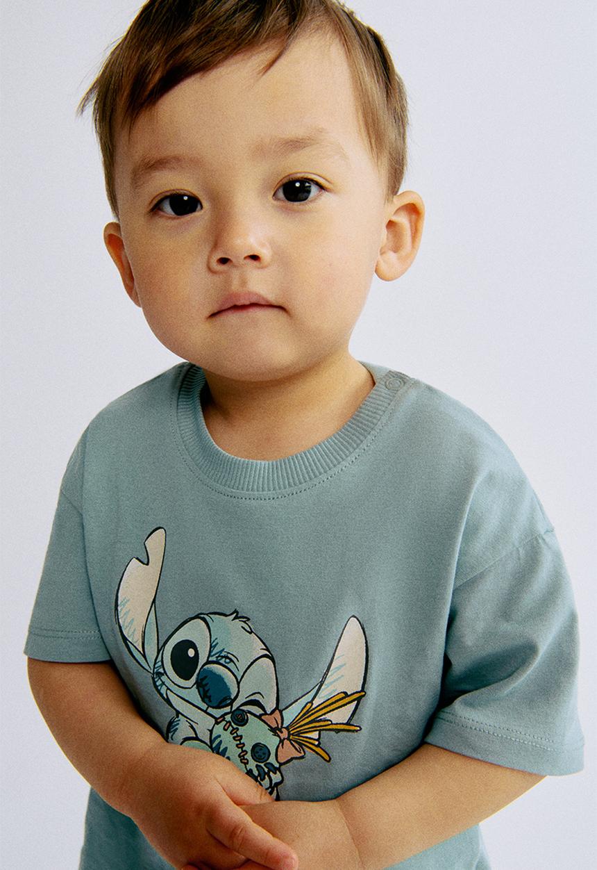 H&M - 2-piece cotton jersey set - turquoise/lilo & stitch
