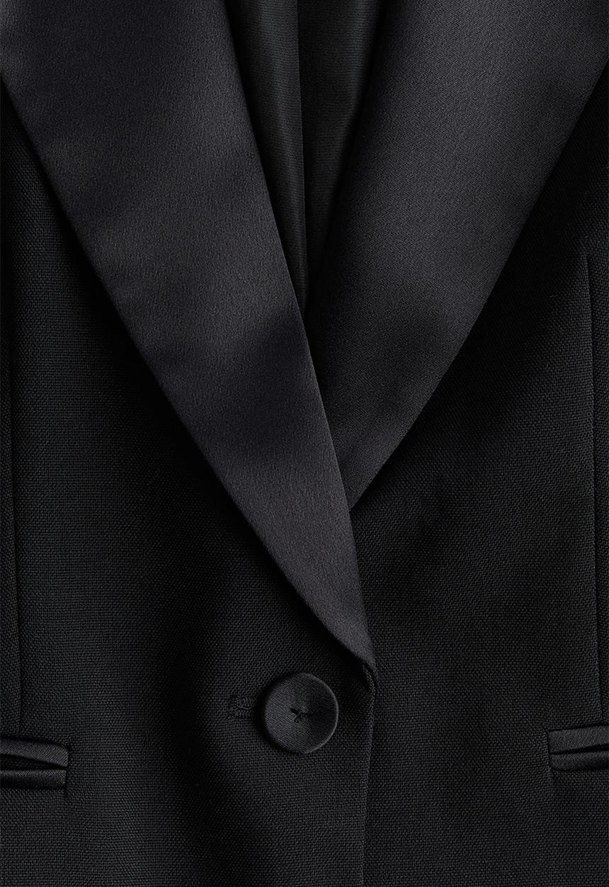 H&M - Fitted tuxedo blazer - black