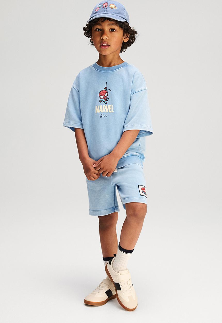 H&M - 2-piece printed sweatshirt set - light blue/marvel comics