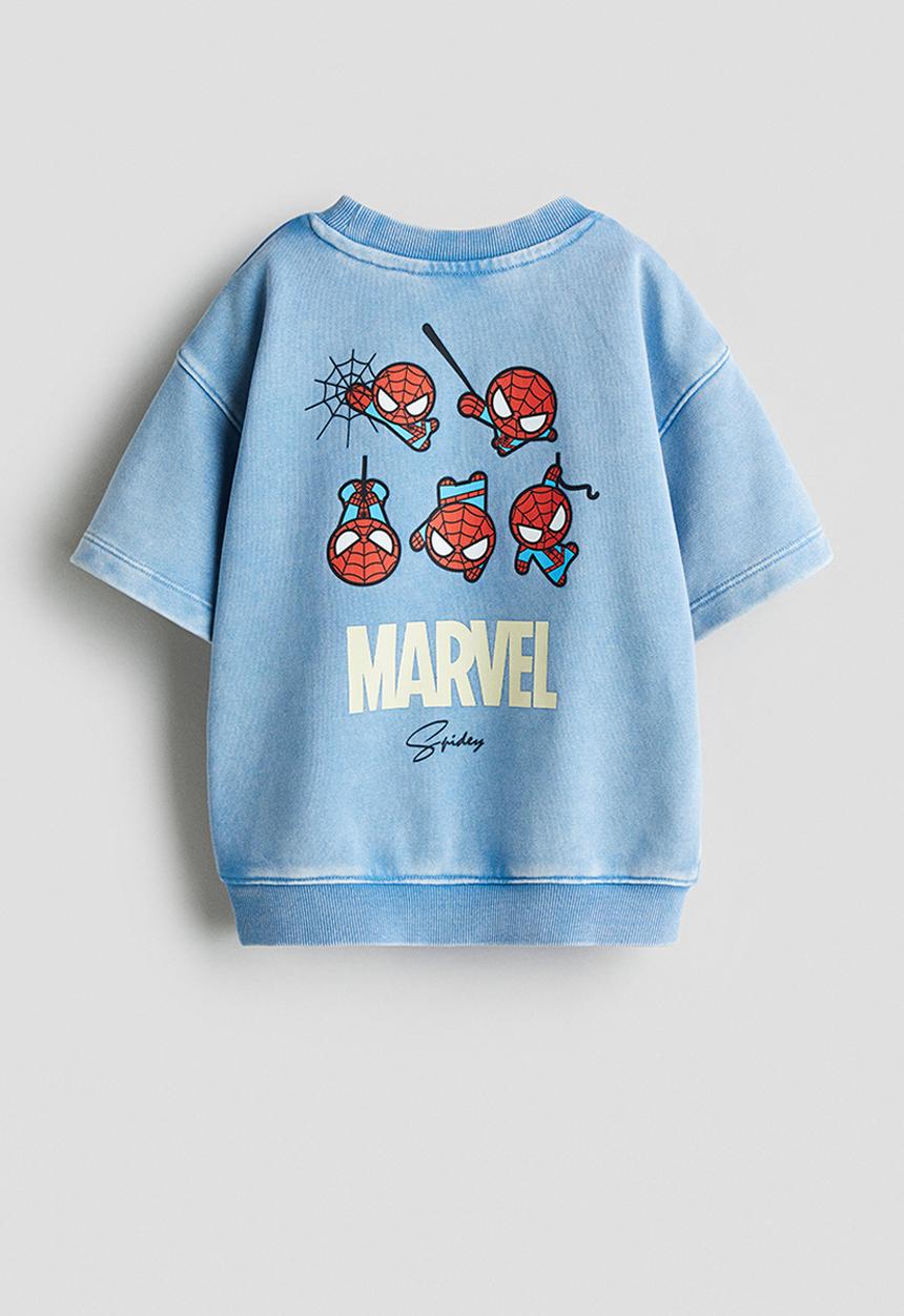H&M - 2-piece printed sweatshirt set - light blue/marvel comics