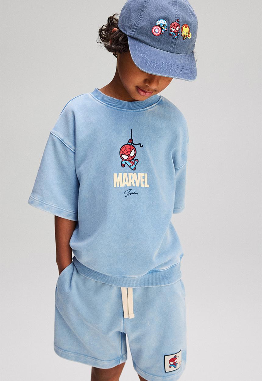H&M - 2-piece printed sweatshirt set - light blue/marvel comics