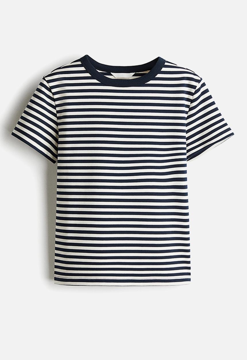 H&M - Cotton T-shirt - navy blue/striped
