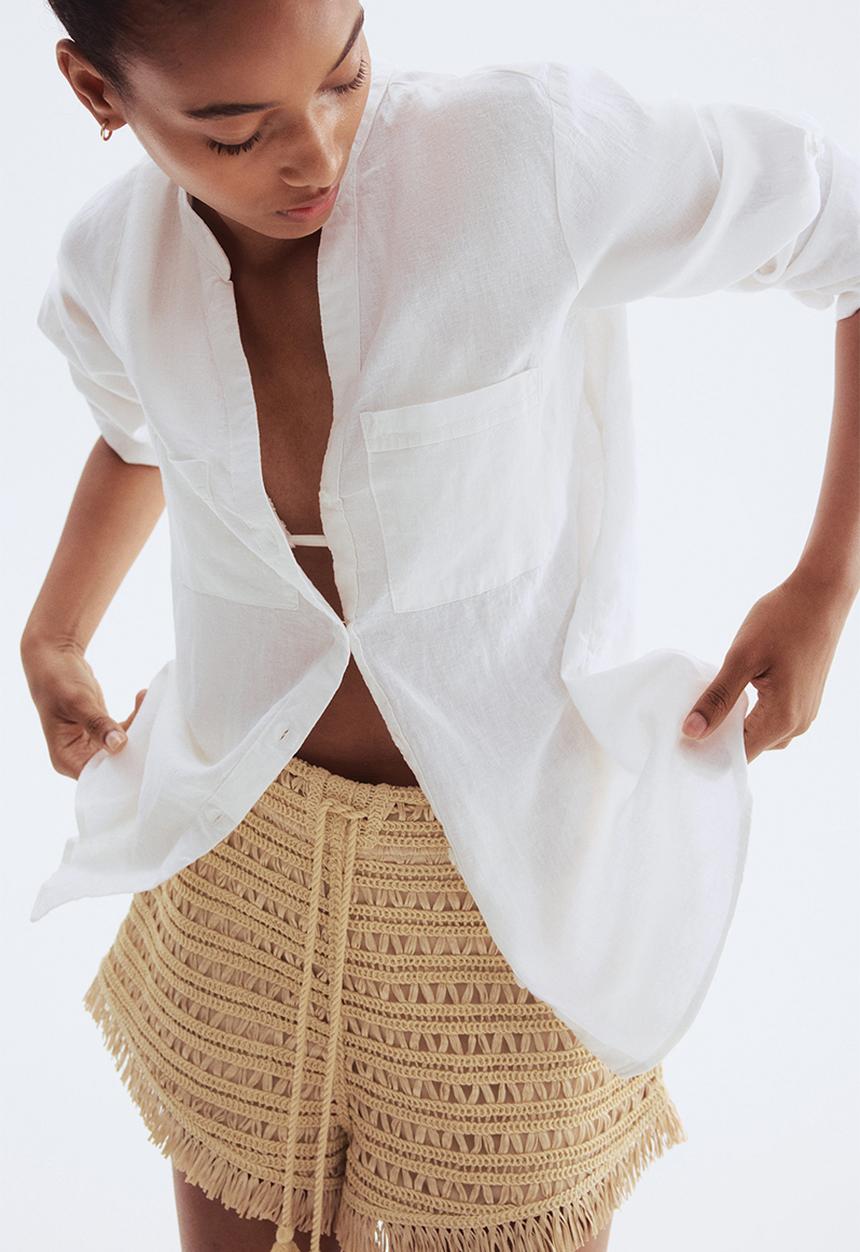 H&M - Linen-blend shirt - white