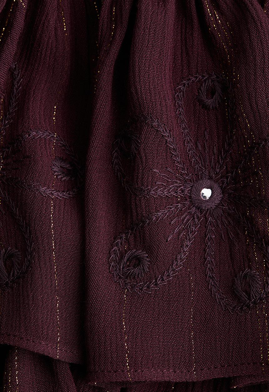 H&M - Flounced mini skirt - burgundy 
