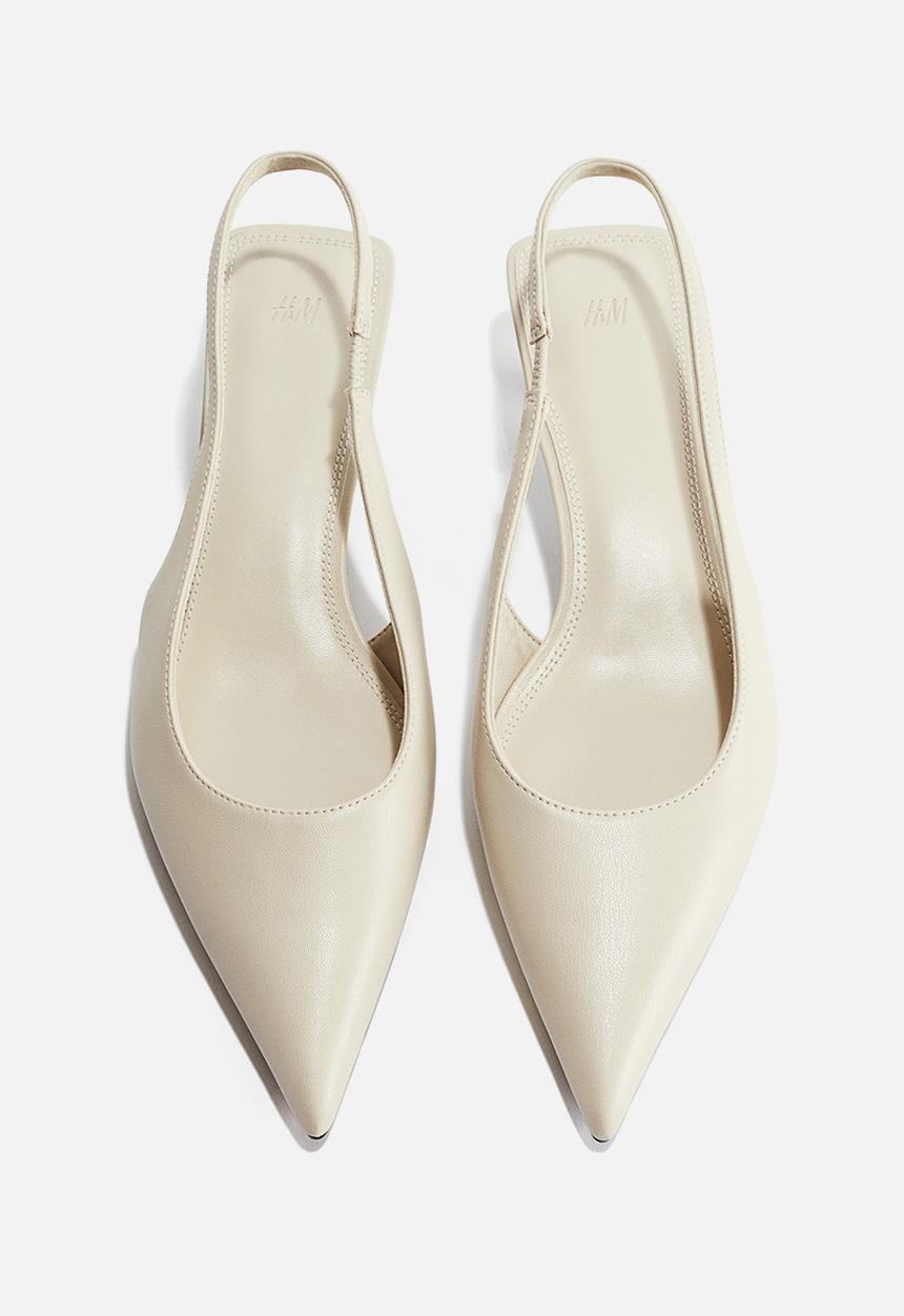 H&M - Kitten-heeled pointed slingbacks - light beige