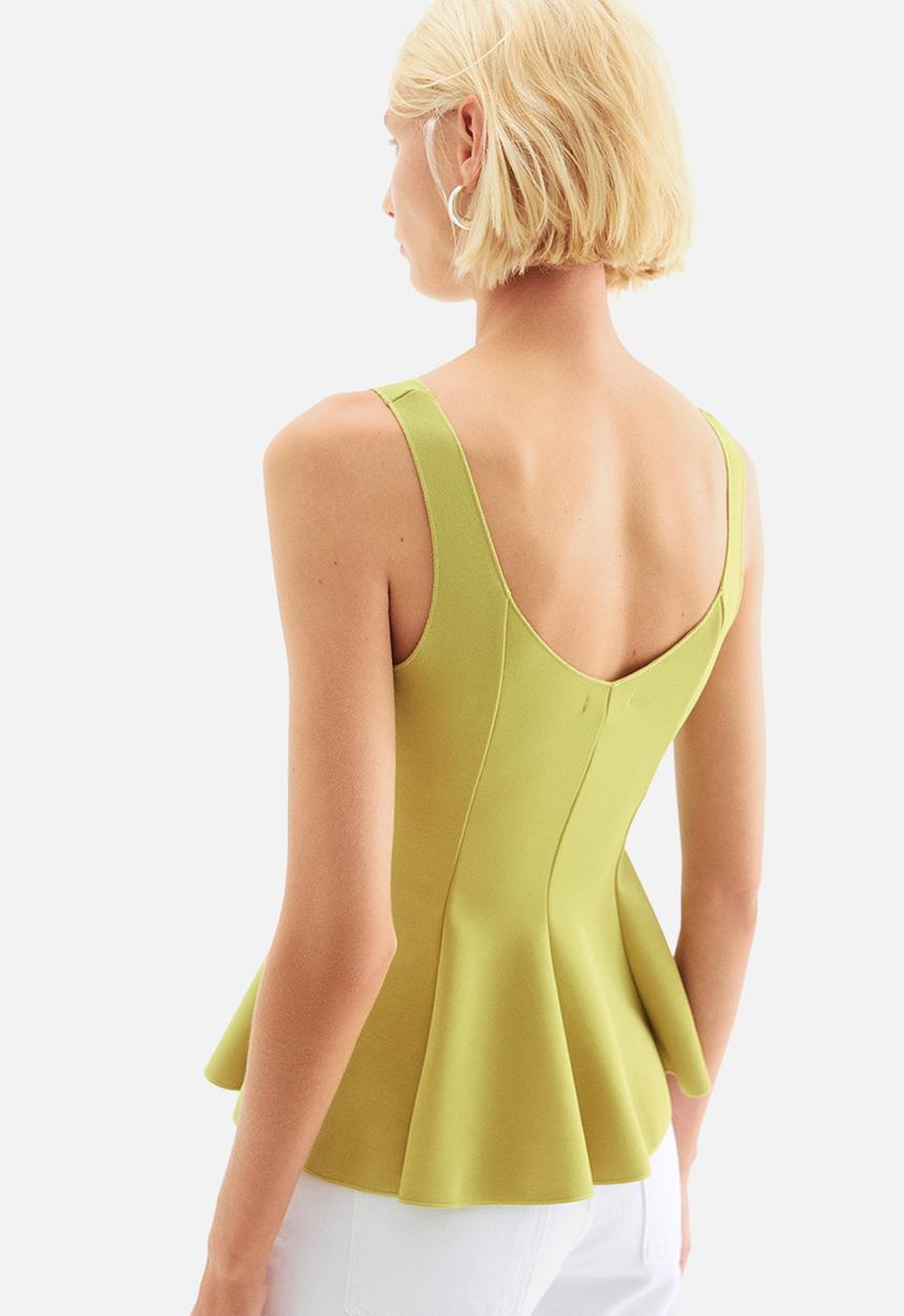 H&M - Interlock peplum top - yellow-green