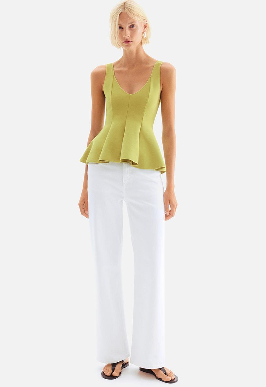 H&M - Interlock peplum top - yellow-green