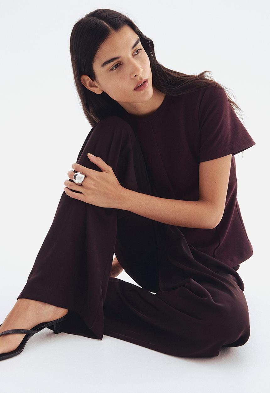 H&M - Waisted top - burgundy