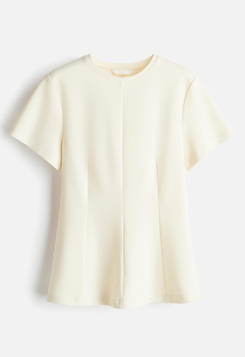 H&M - Waisted top - pale yellow