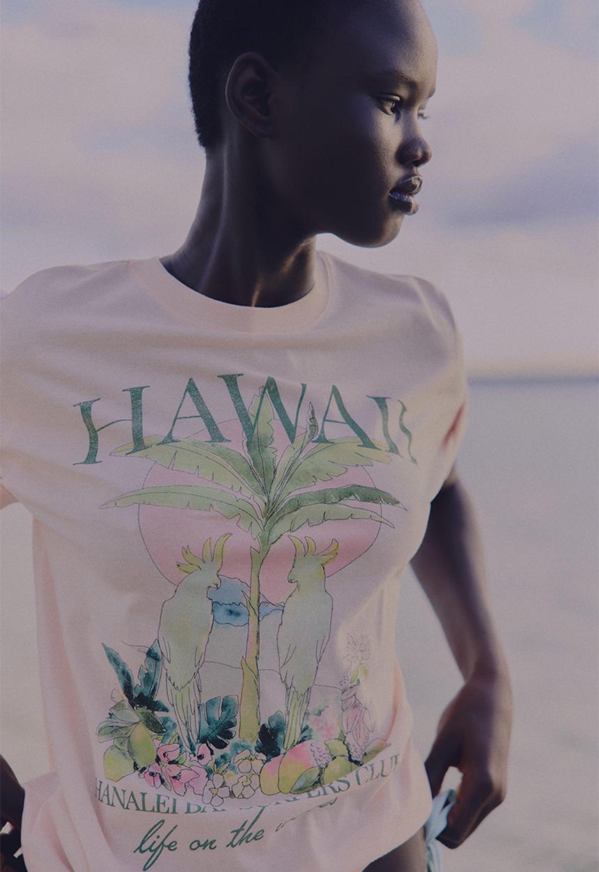 H&M - Printed t-shirt - powder pink hawaii