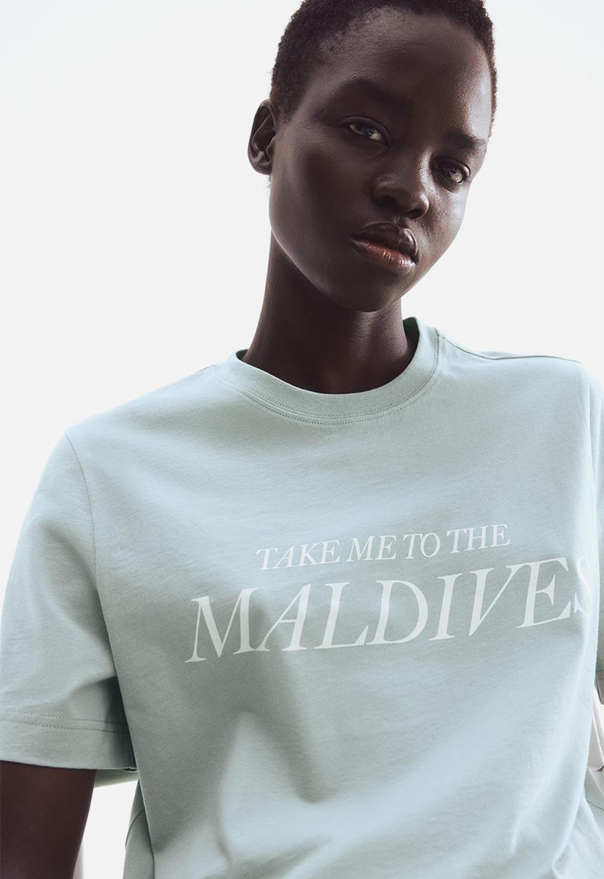 H&M - Printed t-shirt - light turquoise/maldives