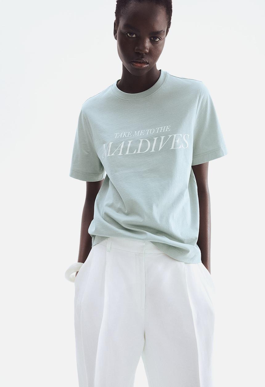 H&M - Printed t-shirt - light turquoise/maldives