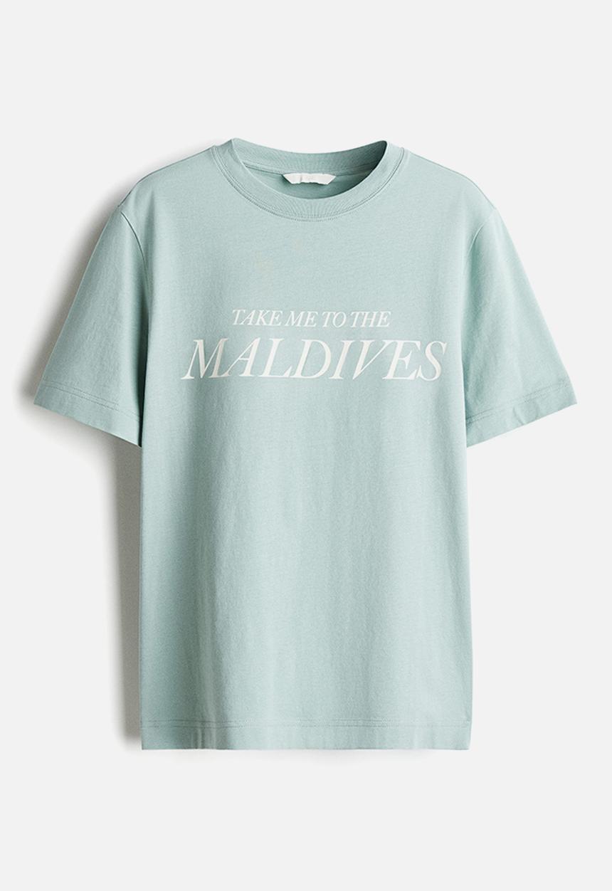 H&M - Printed t-shirt - light turquoise/maldives