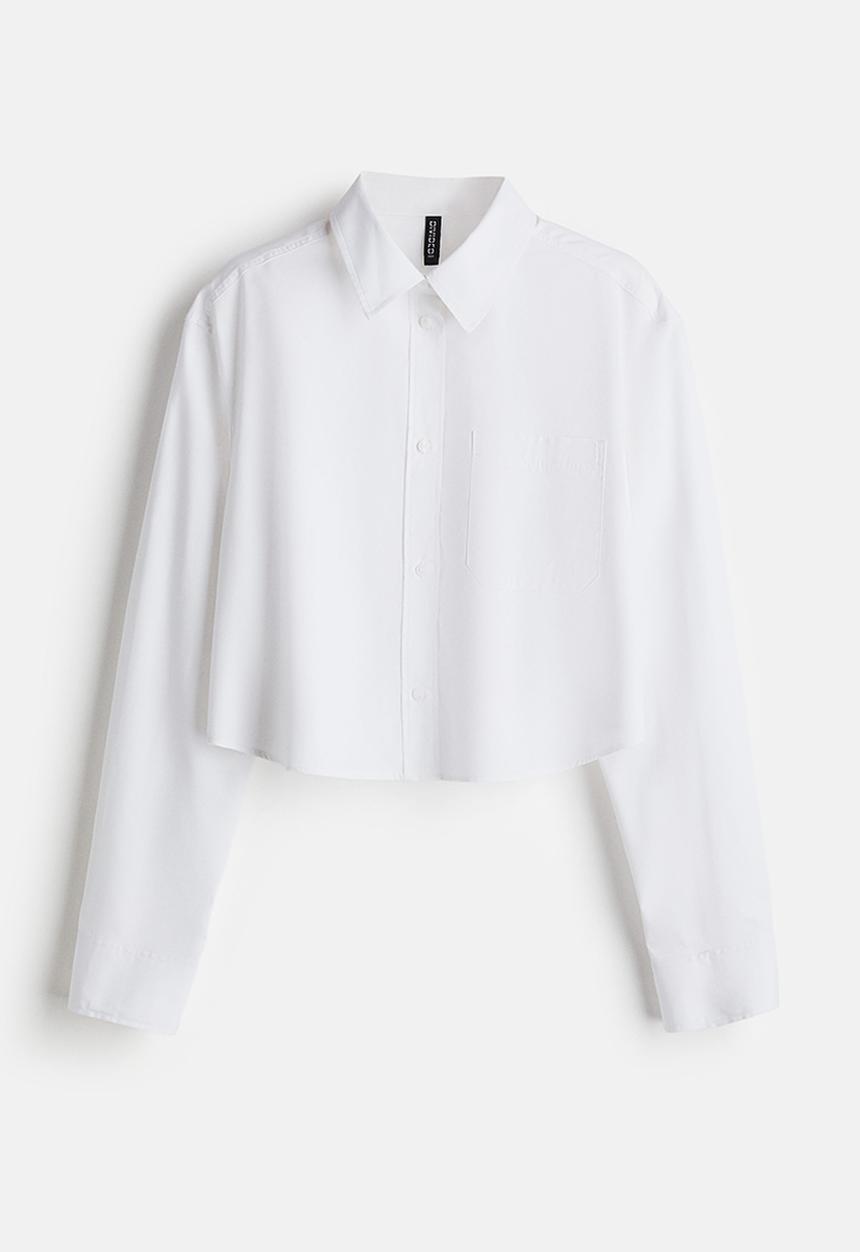 H&M - Cropped cotton shirt - white