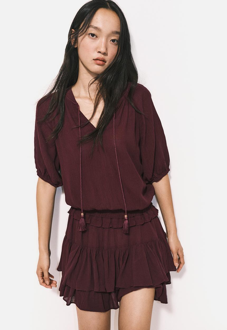H&M - Frill-trimmed dress - burgundy