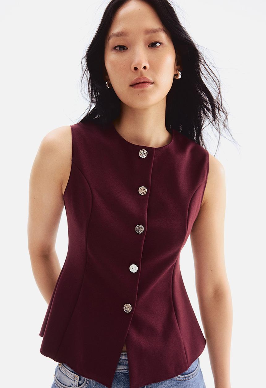 H&M - Interlock waistcoat - burgundy