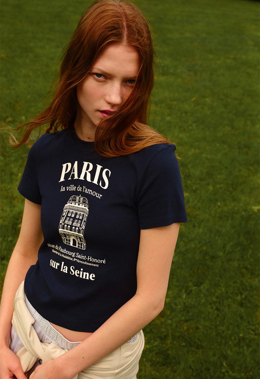 H&M - Cotton t-shirt - navy blue/paris