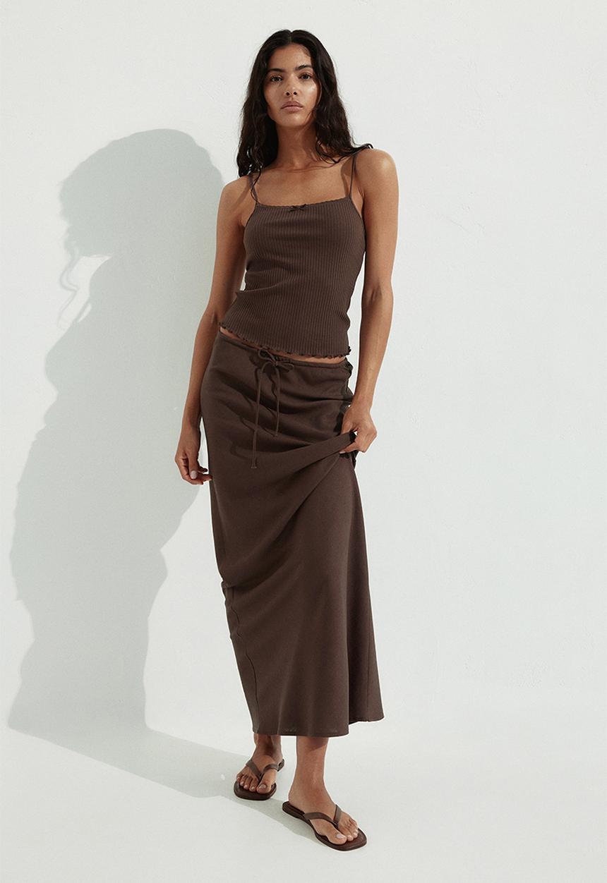 H&M - Lace-trimmed strappy top - brown