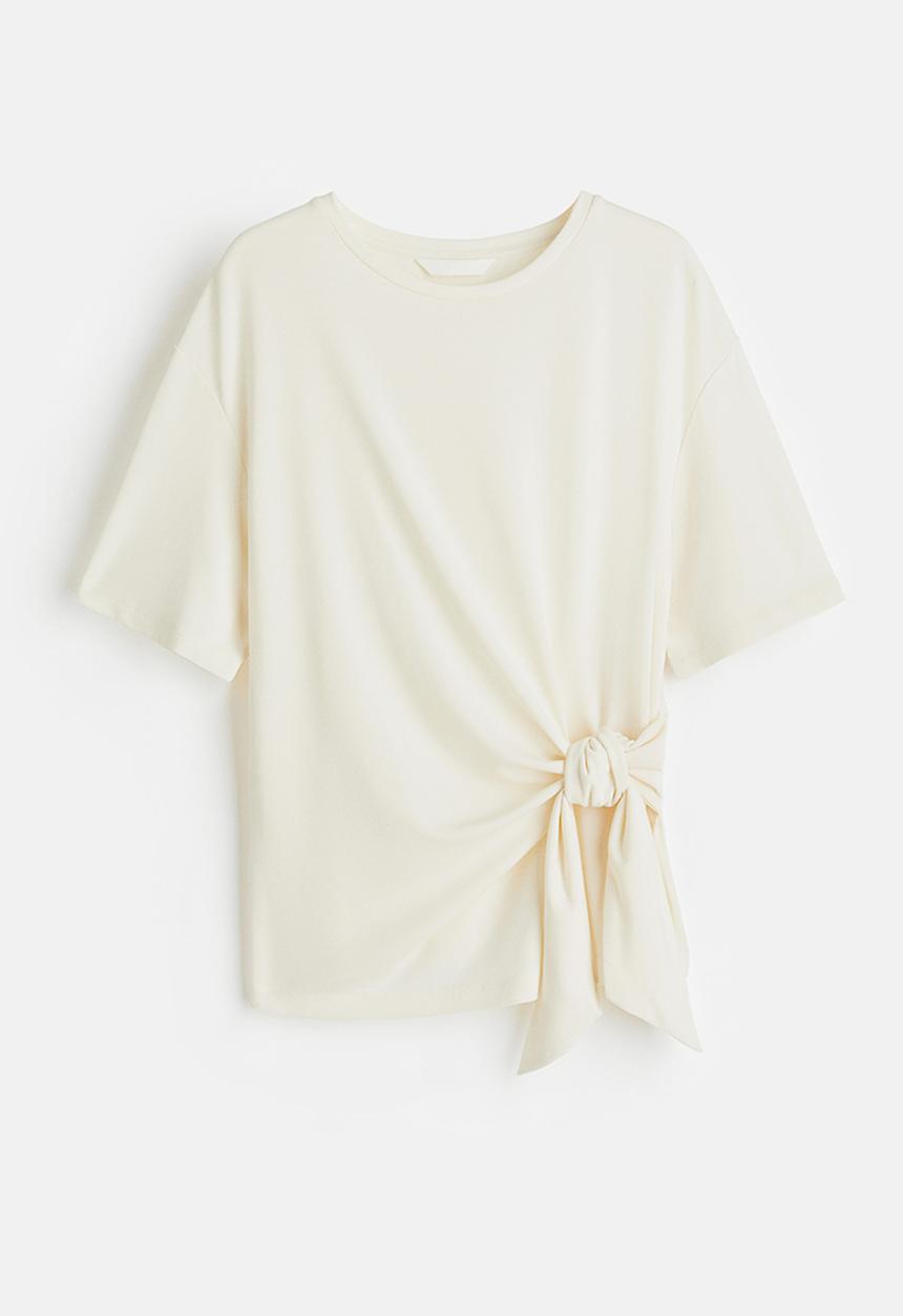 H&M - Tie-detail top - white
