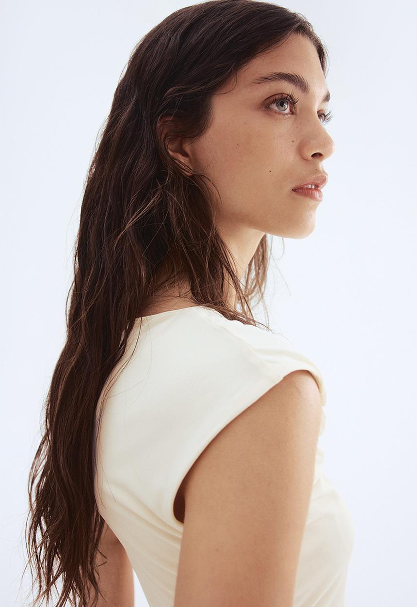 H&M - Draped cap-sleeved top - cream