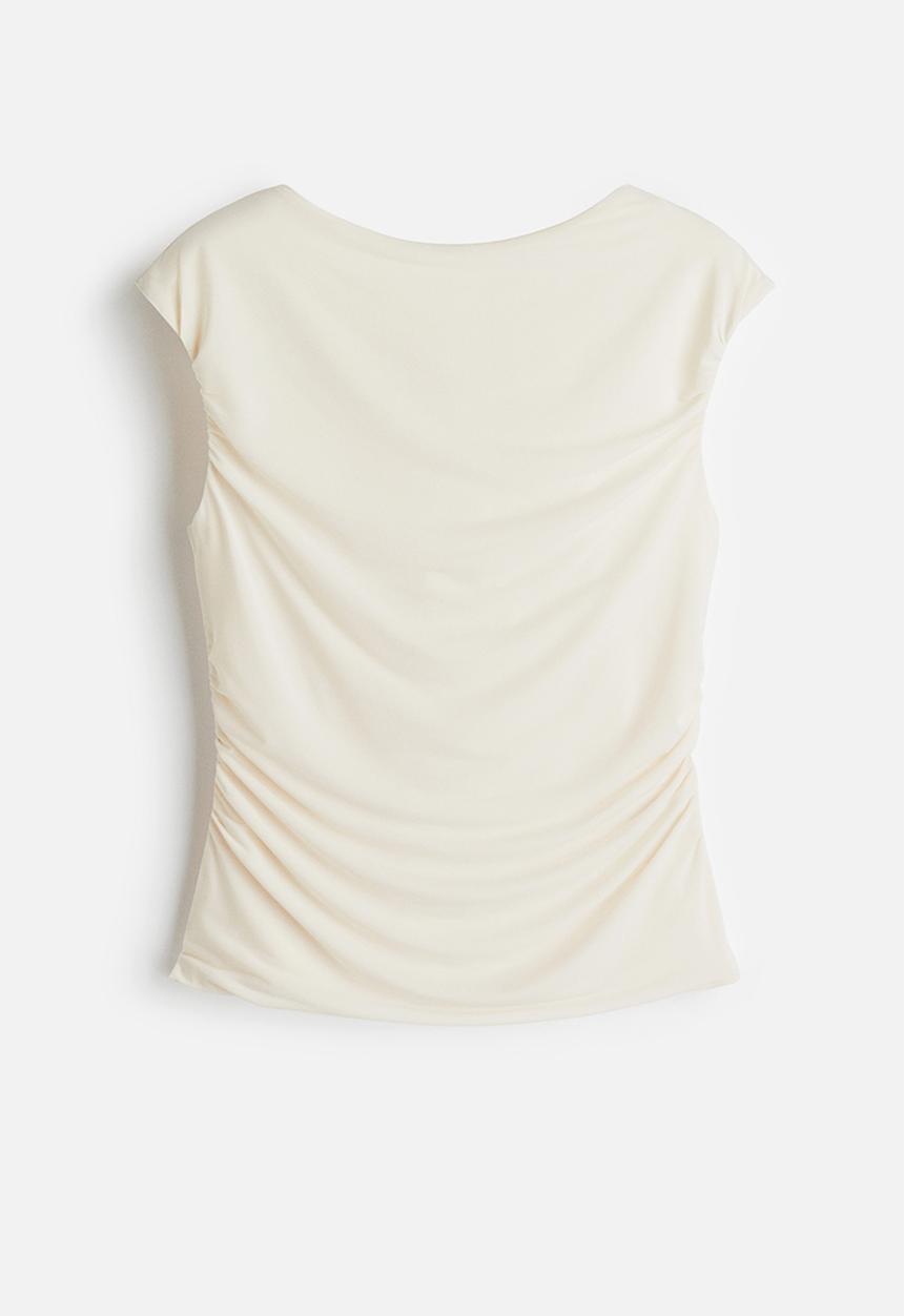 H&M - Draped cap-sleeved top - cream