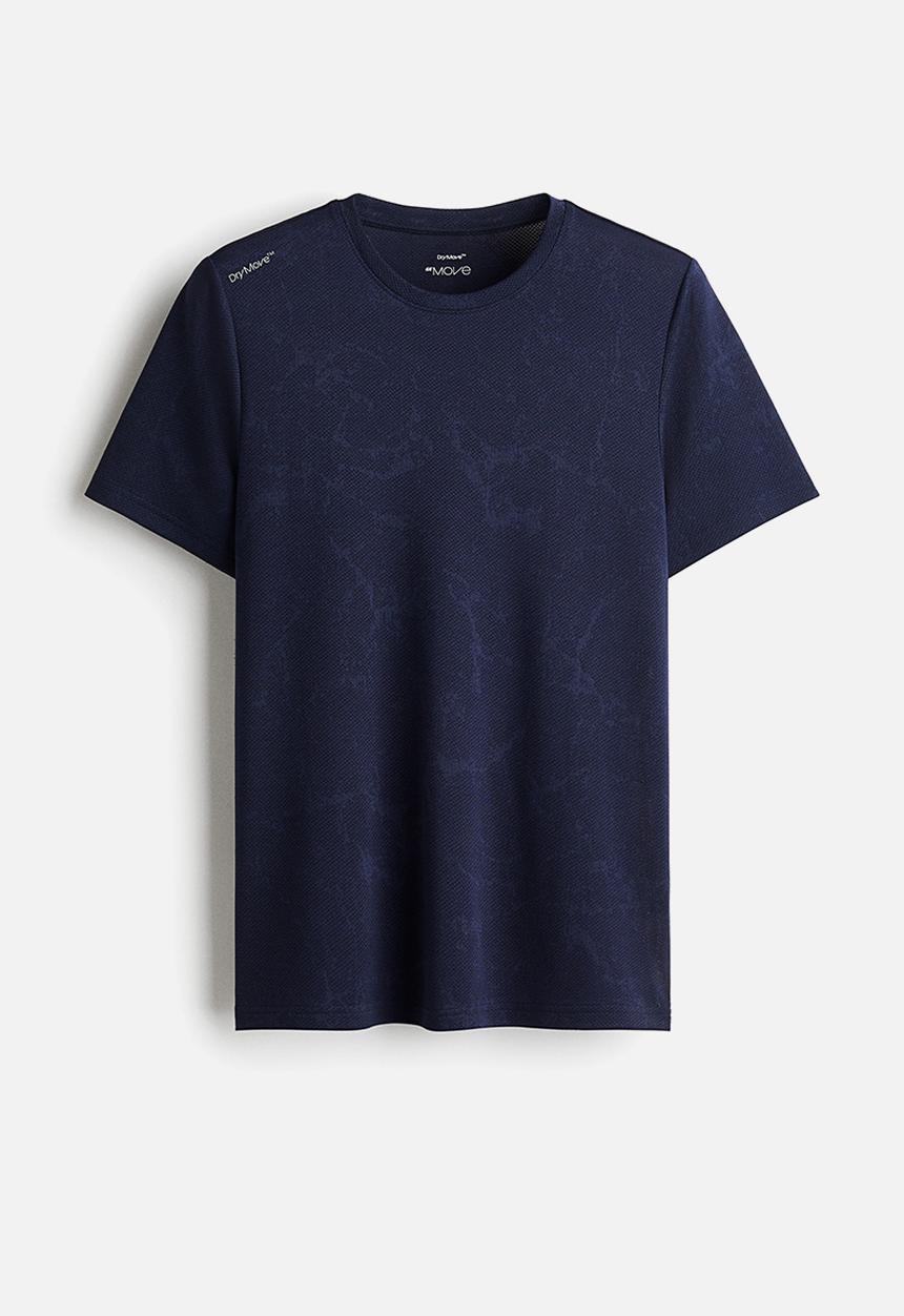 H&M - Regular fit sports top with drymove™ - navy blue marbled 