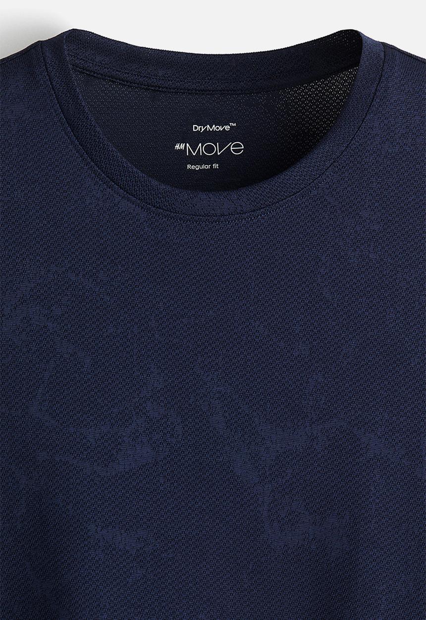 H&M - Regular fit sports top with drymove™ - navy blue marbled 