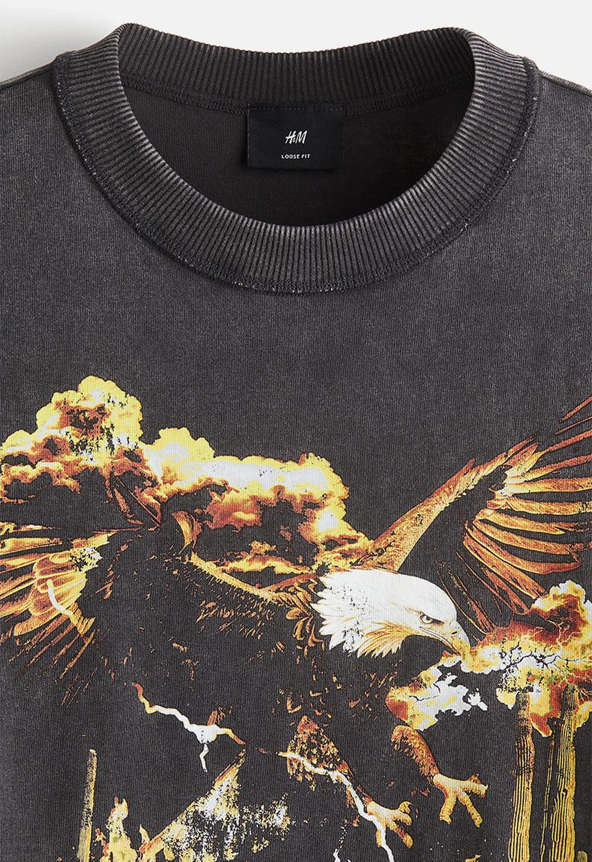 H&M - Loose fit printed t-shirt - vintage black rodeo sunset