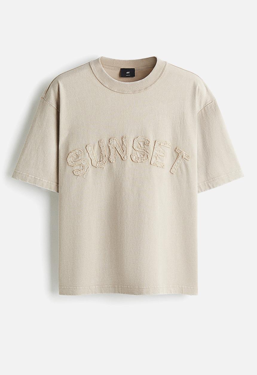 H&M - Loose fit printed t-shirt - beige sunset