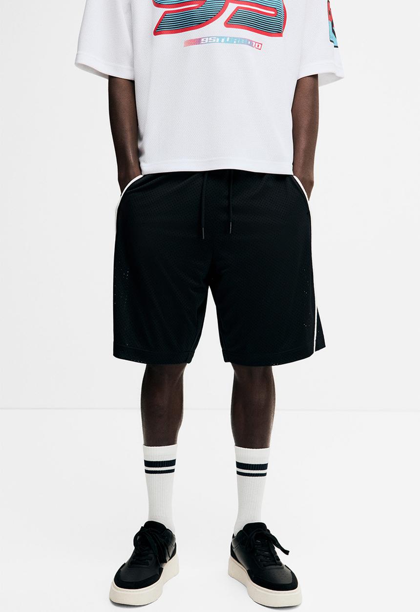 H&M - Relaxed fit mesh shorts - black