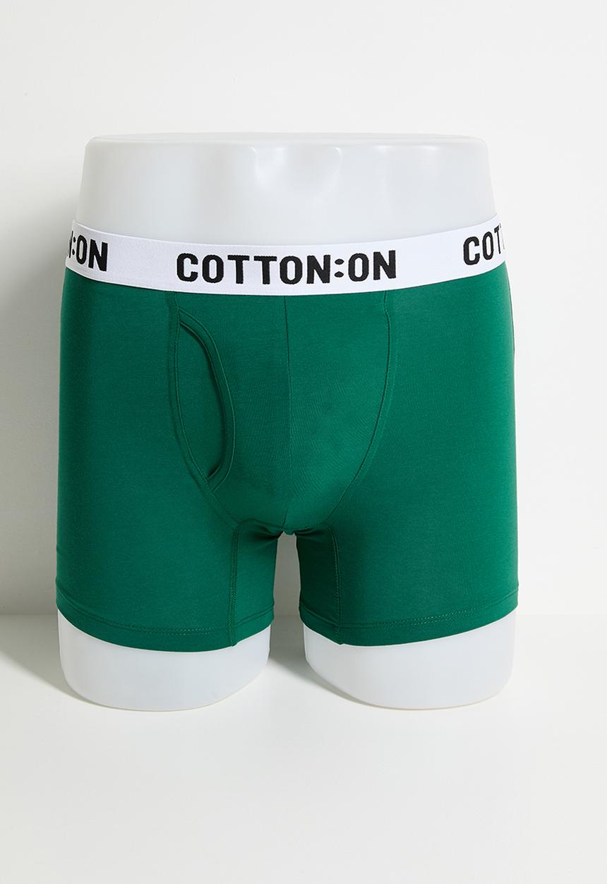 Cotton On - Mens Organic Cotton Trunks- 3 Pack - White/Navy/Emerald