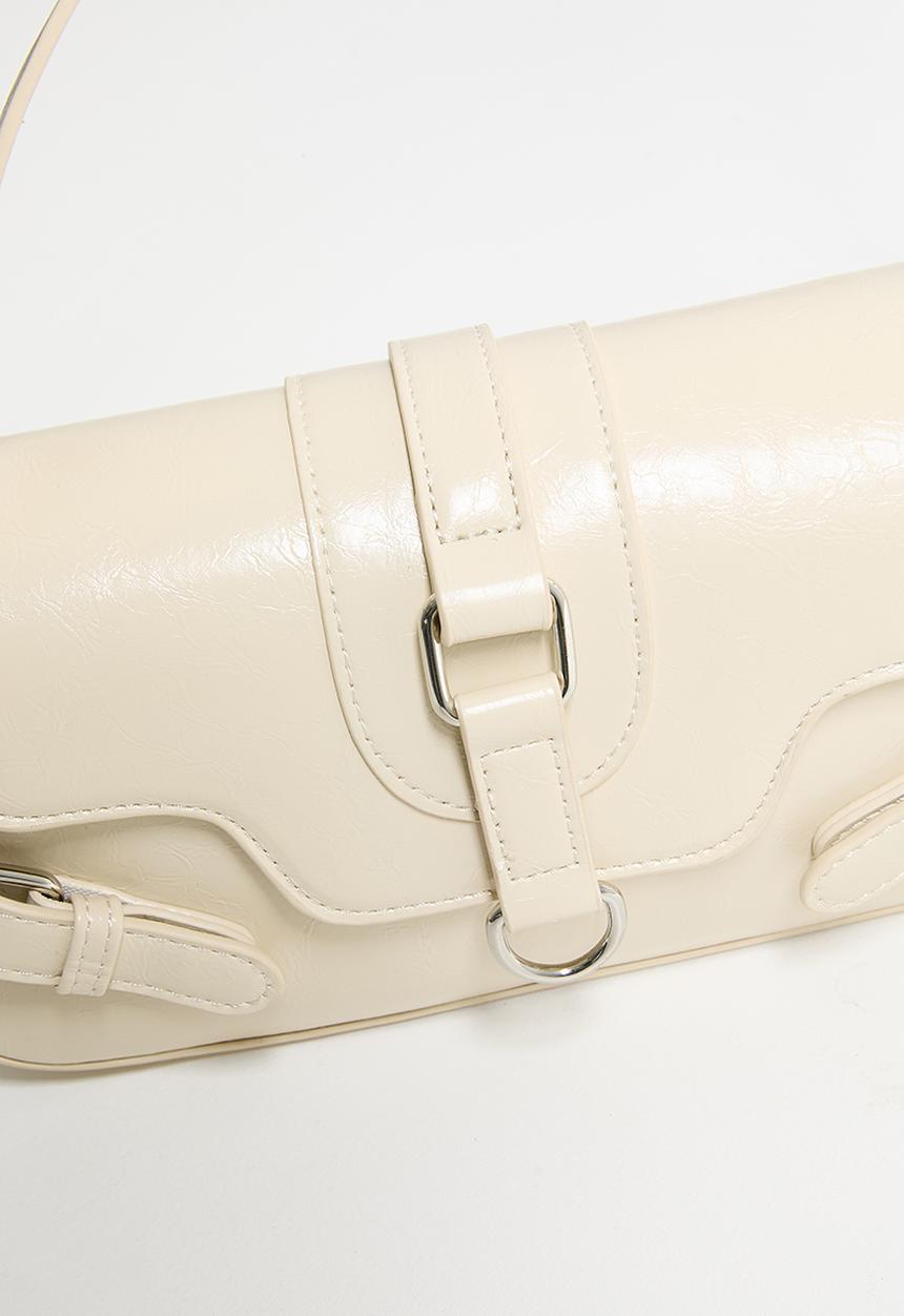 boohoo - Buckle Detail Distressed Shoulder Bag - stone