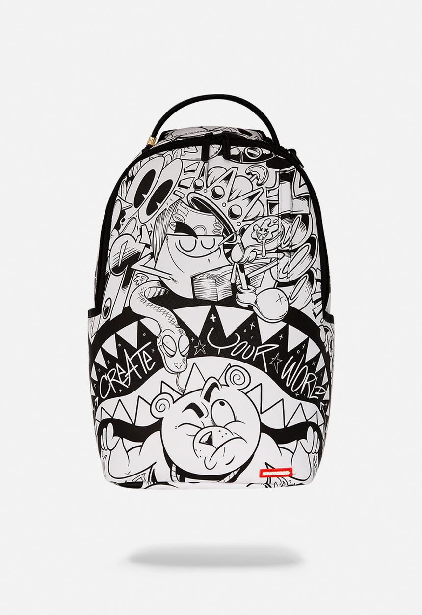 Sprayground - Heavy sharkmouth doodle dlxsv backpack - white