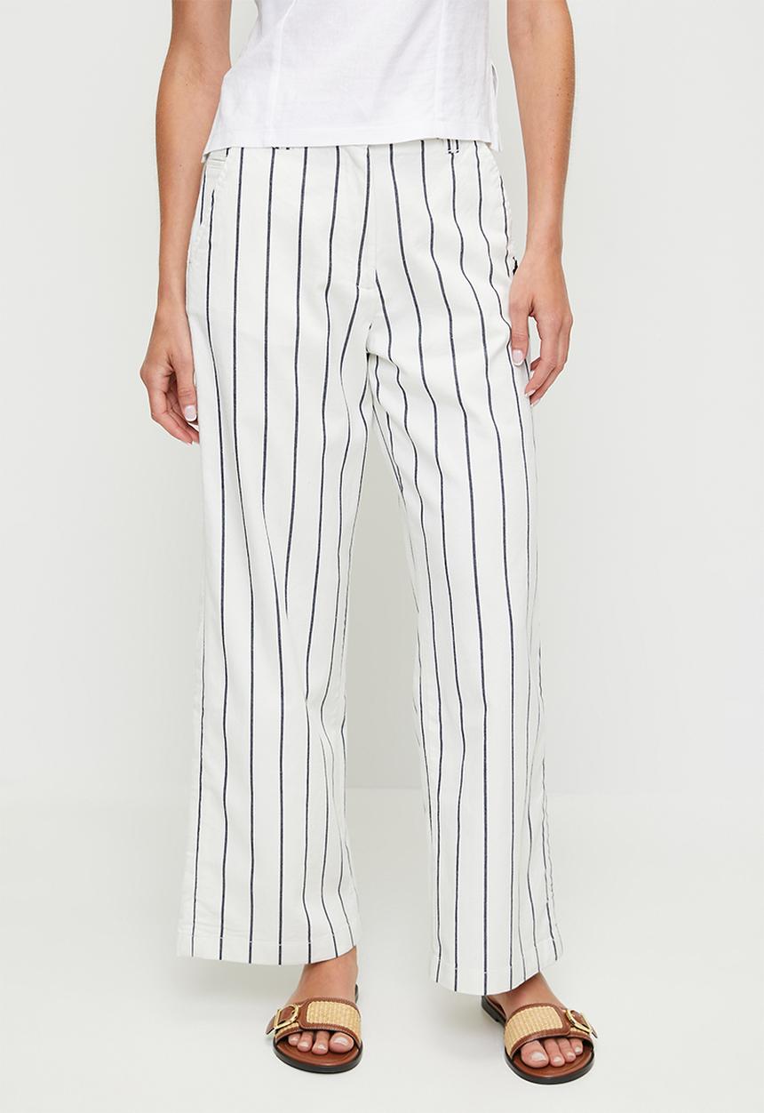 POLO - Sarah striped wide leg chino - off white