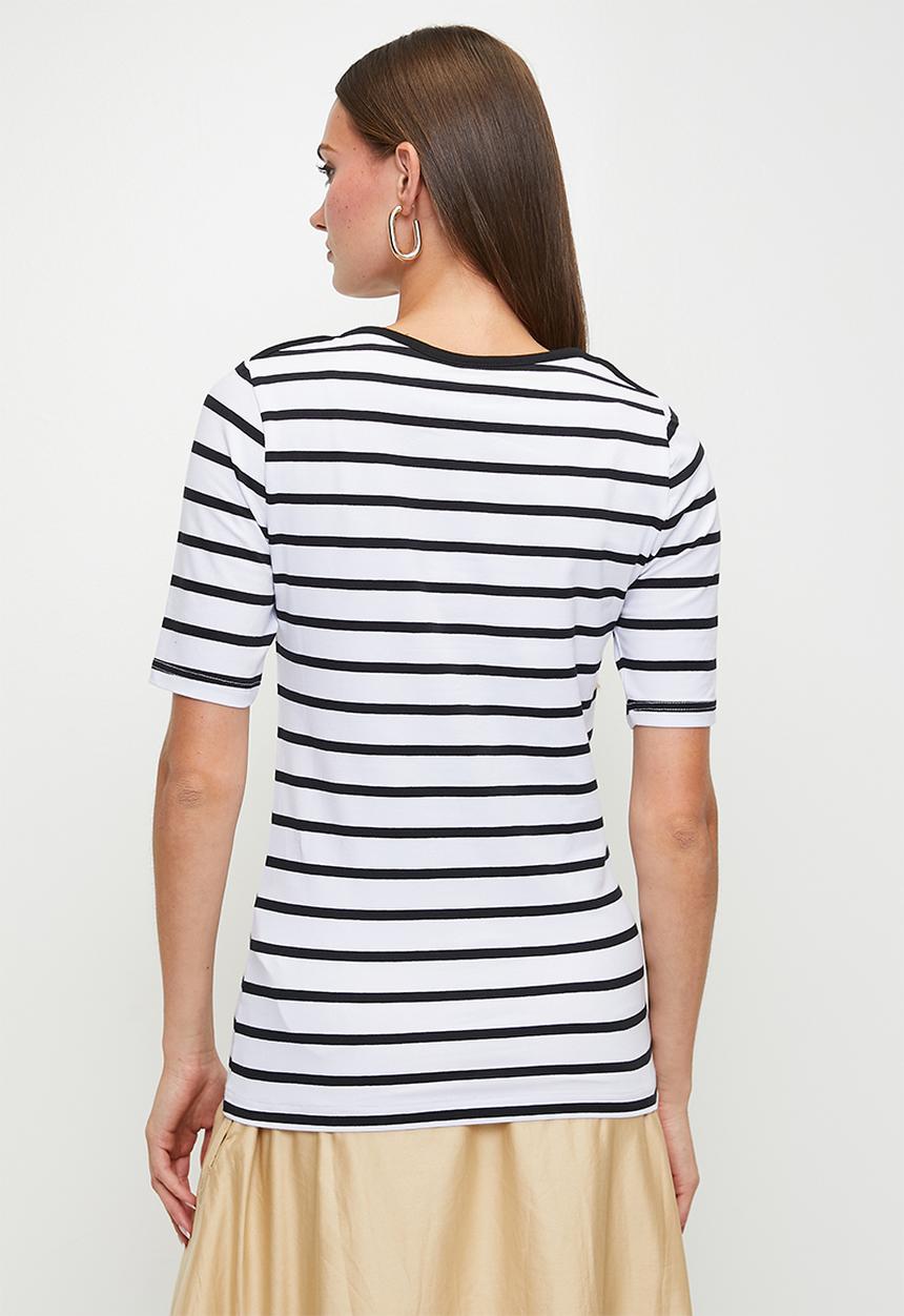 POLO - Ariana ms t-shirt - black and white