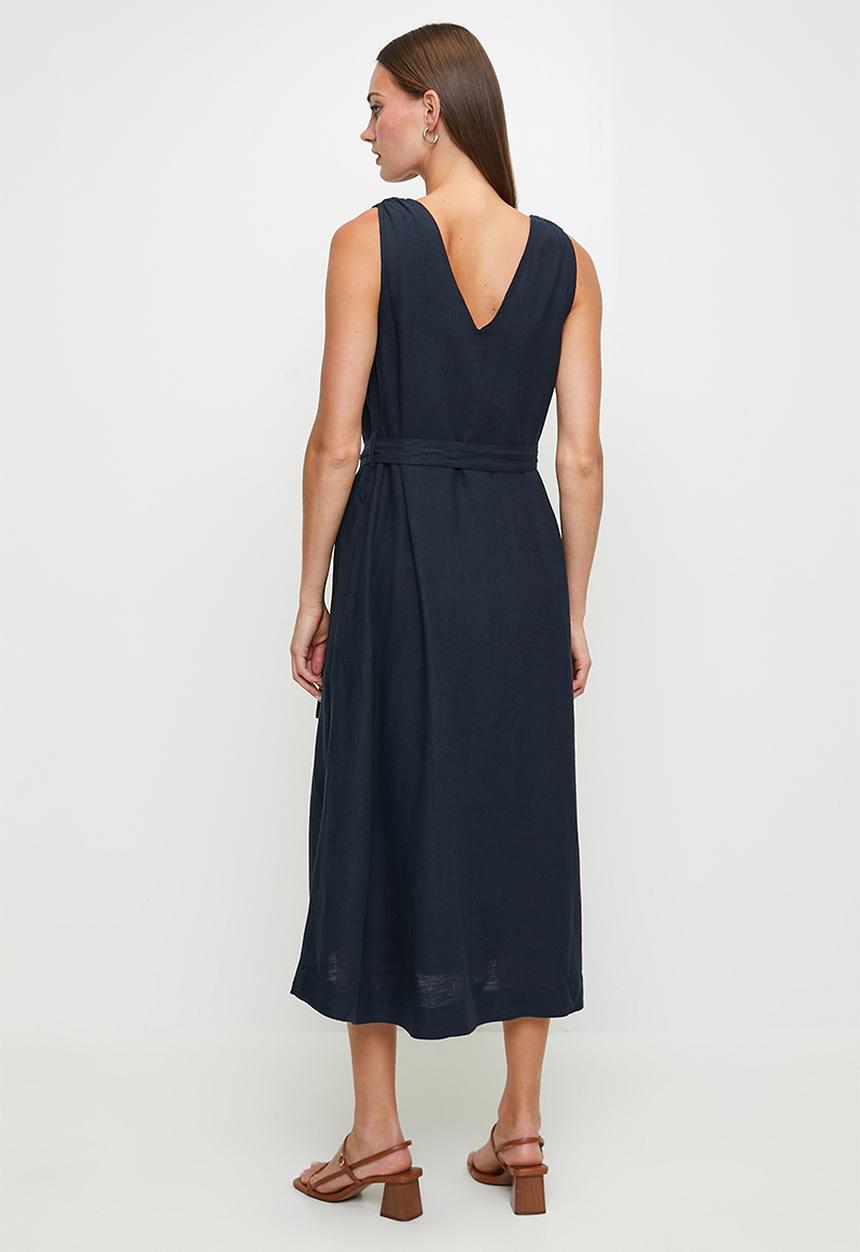 POLO - Sadie sl belted dress - navy