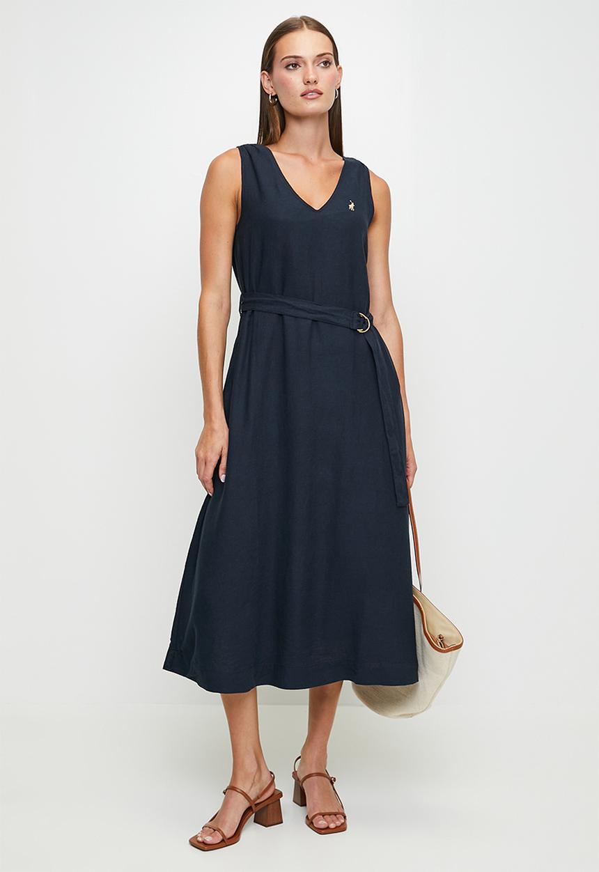 POLO - Sadie sl belted dress - navy