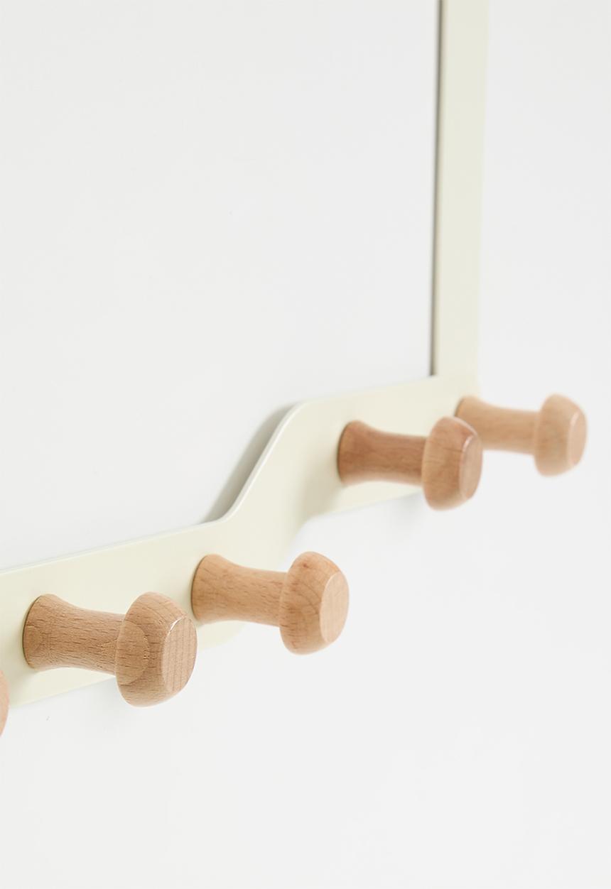 Maisonware - Over the door 5 wooden hooks 35cm x 22cm - White