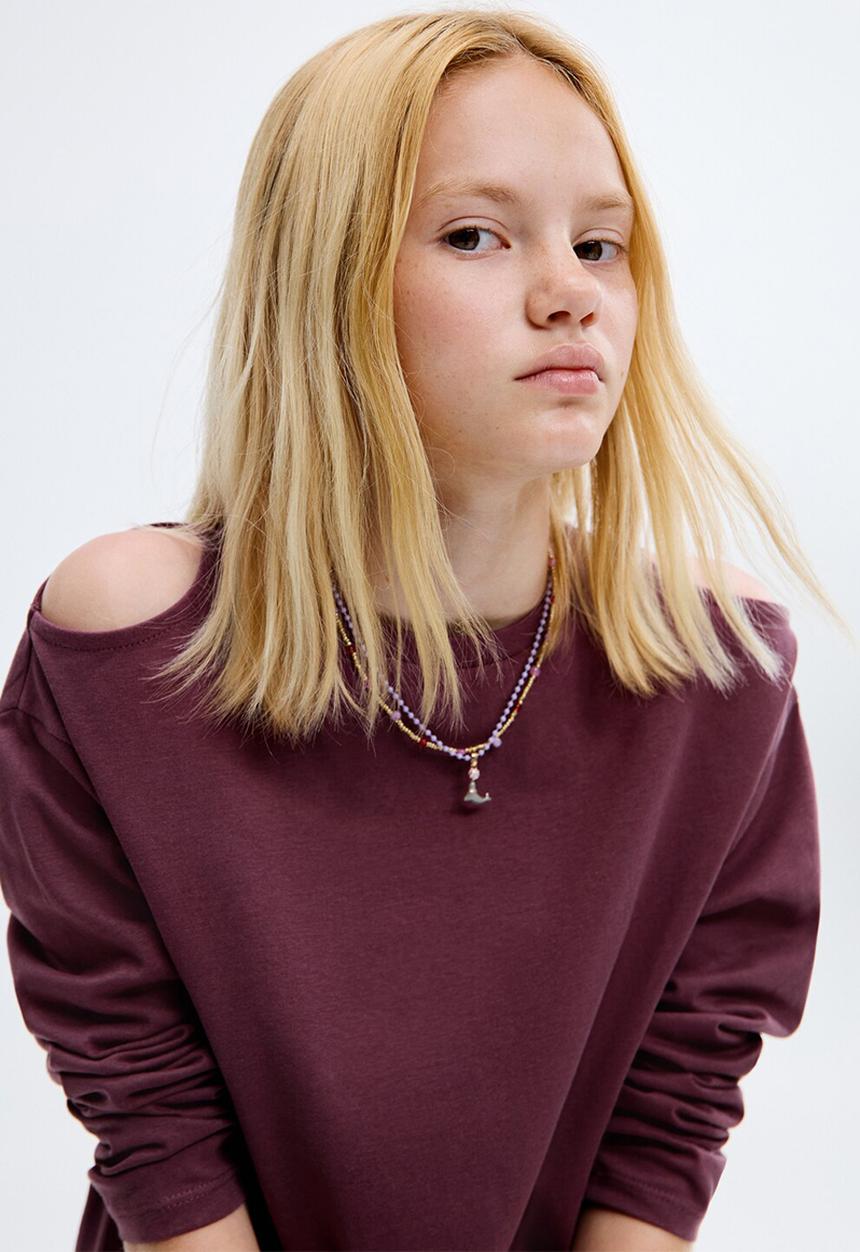 MANGO - T-shirt cutout - dark red