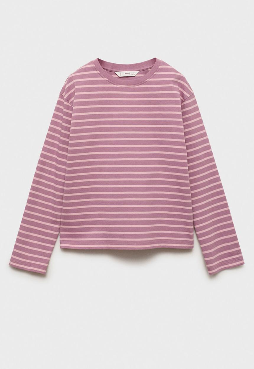 MANGO - T-shirt stripes - pink