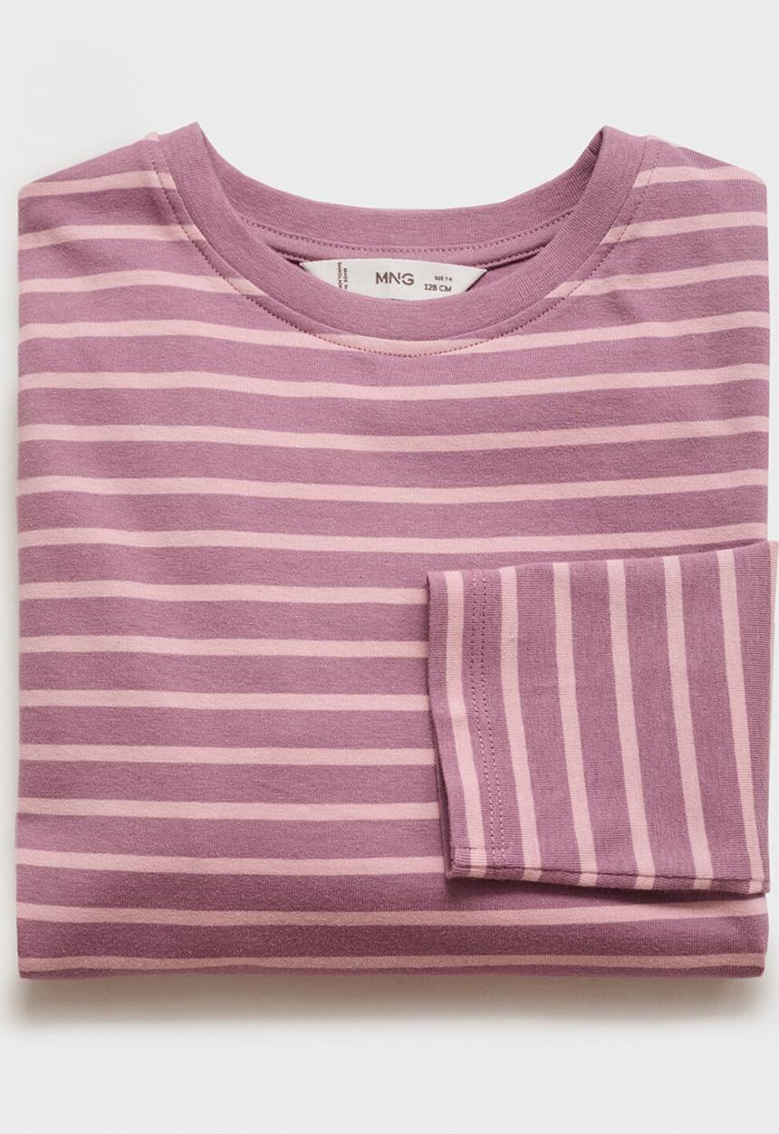 MANGO - T-shirt stripes - pink