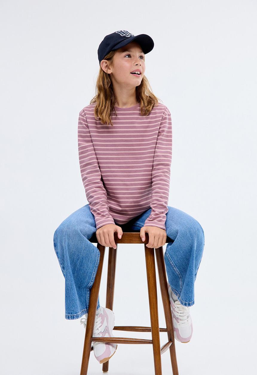 MANGO - T-shirt stripes - pink