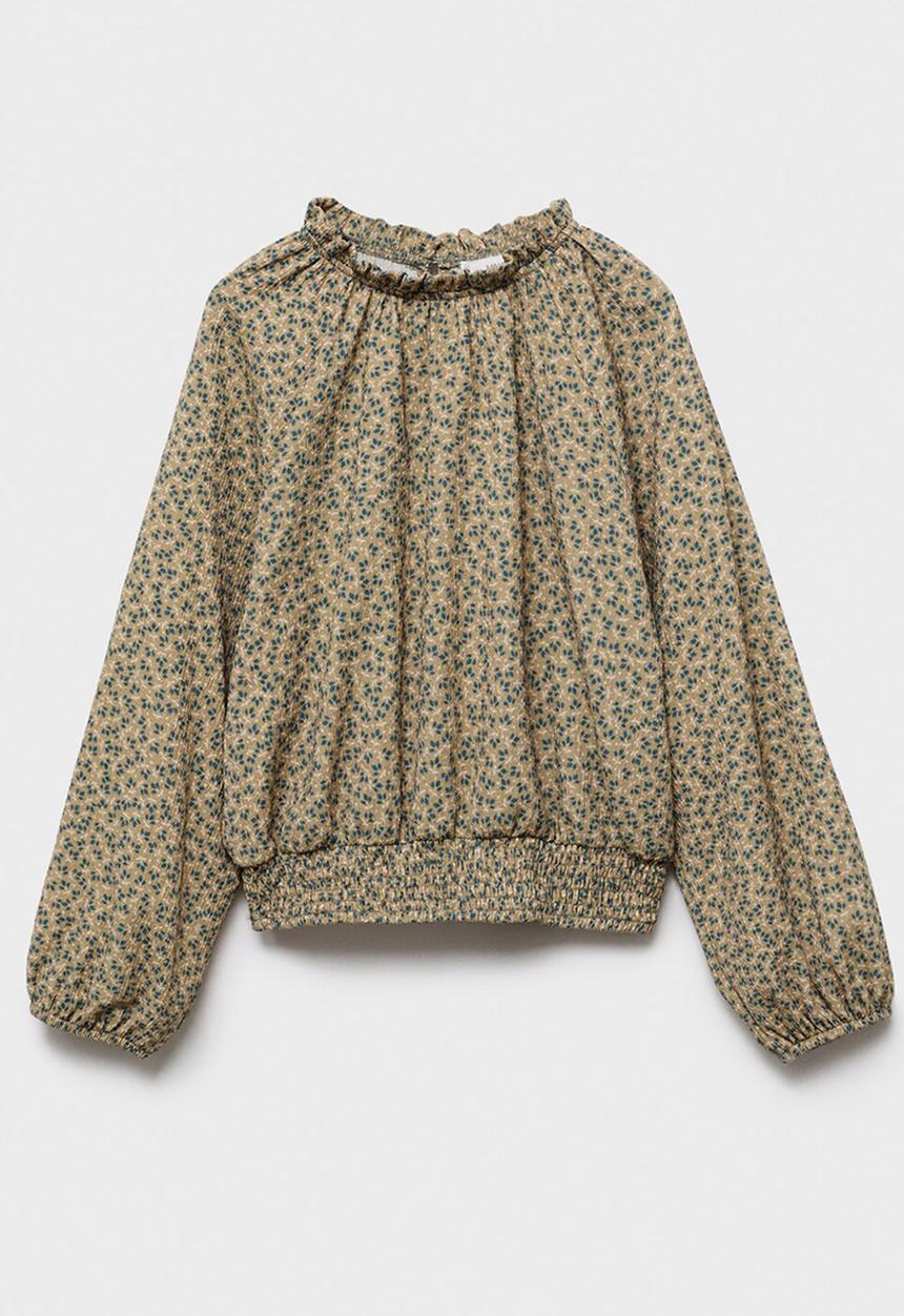 MANGO - T-shirt floriset - green